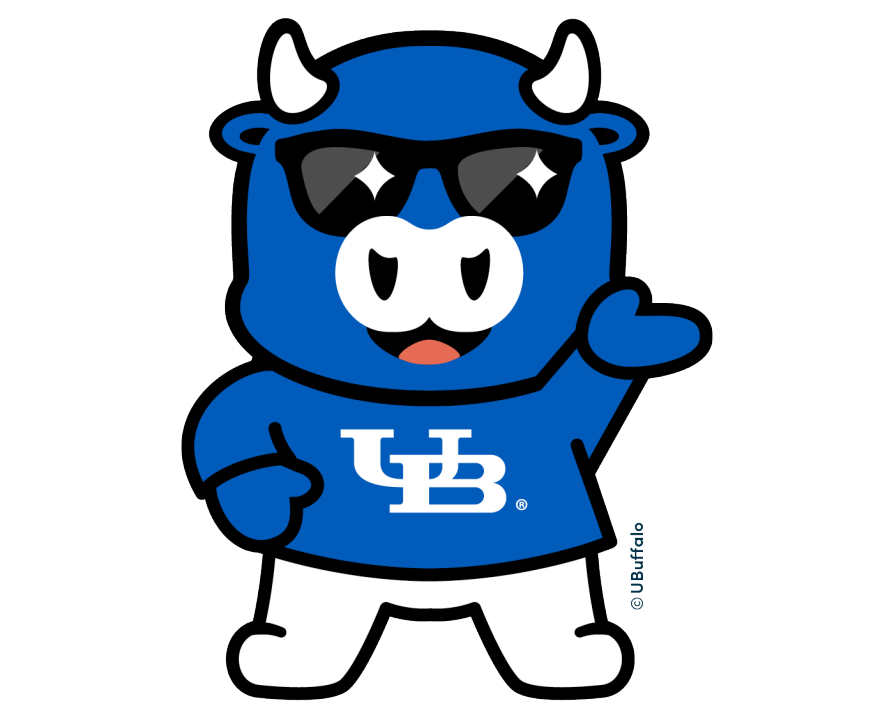 Cartoon illustration of UB mascot Victor E. Bull.